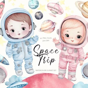 Baby astronaut clipart, aquarel ruimte clipart, kinderkamer, schattige astronaut, baby decor, ruimteschip clipart, planeten, ruimte, raketten, png