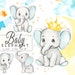 Baby Elephant Clipart, Watercolor Elephant, Boy Baby Shower Clip Art ...
