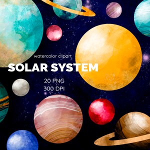 Sonnensystem Clipart, Aquarell Planeten Clip Art, Weltraum Grafiken, Wissenschaft Clip Art, Mars Erde Jupiter Venus Saturn, Universum Clipart, PNG