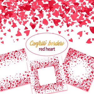 Rote Herzen Clip Art, Aquarell Herzen Clipart, Herzen Konfetti, Herzen Bordüren, Valentinstag Rahmen, Aquarell Konfetti, Liebe Bordüren