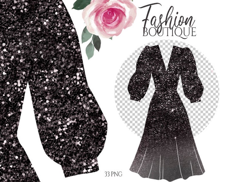 Glitter Dresses Clip Art Fashion Boutique Clipart Shopping Etsy