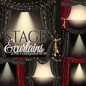 Imágenes prediseñadas de cortinas, imágenes prediseñadas de escenas, telón de fondo digital de cortinas, cortinas burdeos, superposiciones de cortinas de escenario, fondo de cortinas, gráficos de teatro