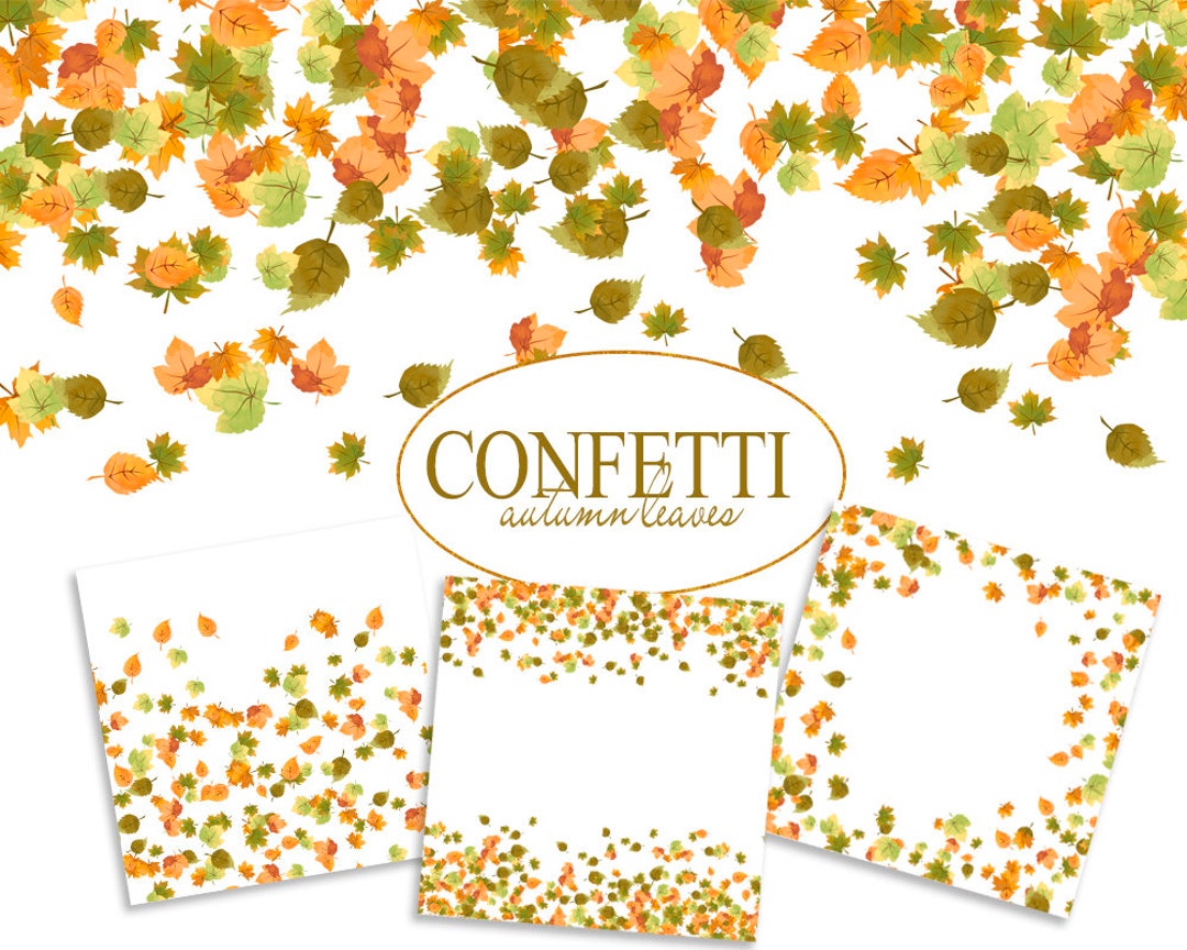 Autumn Confetti Clipart Watercolor Confetti Falling Leaves Etsy