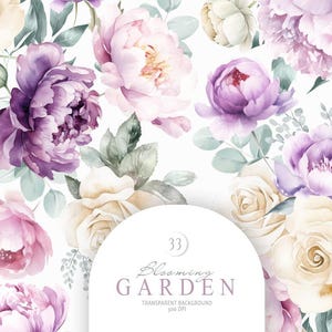 Clipart di peonie pastello acquerellate, Clipart di fiori boho, Peonia cipria, Clipart floreale da matrimonio, Rosa rosa antico, Peonie viola acquerellate in formato PNG