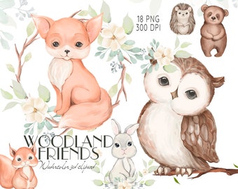 Forrest Animals Clipart, Cute Autumn Clip Art, Fall Planner Graphics ...