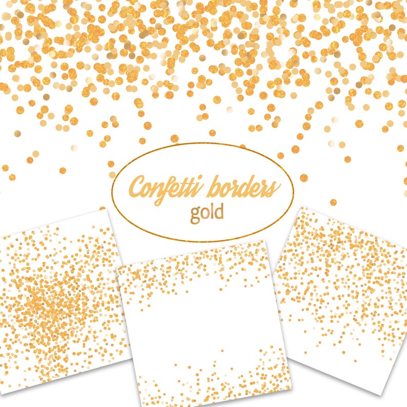Gold Confetti Borders Confetti Overlay Glitter Confetti Clip - Etsy
