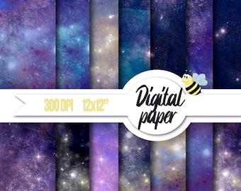 Space Digital Paper, Night Skies Backgrounds, Galaxy Digital Paper, Starry Skies Digital Paper, Outer Space Paper, Cosmic Galaxy Background