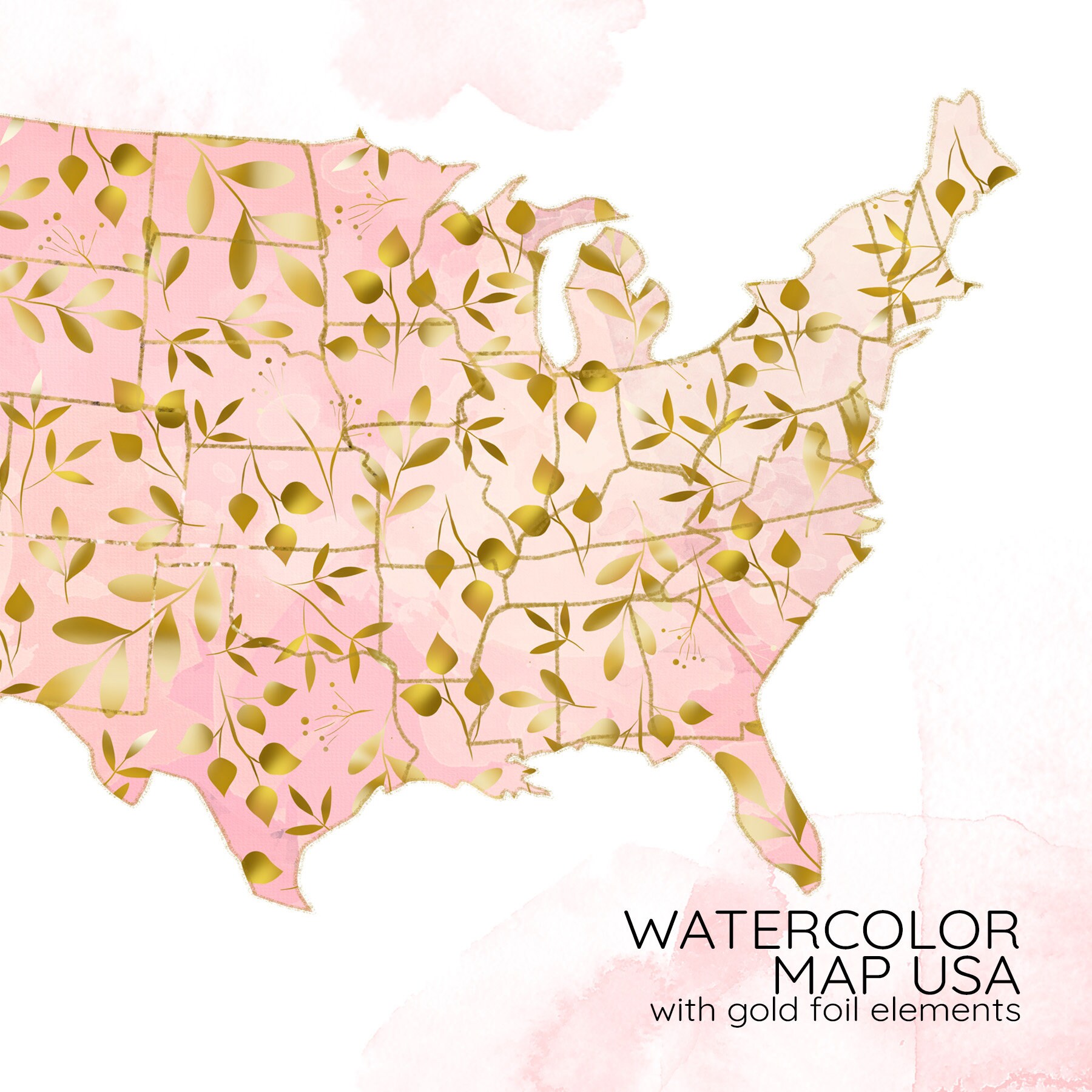 Watercolor USA Map Clipart Watercolor - Il Fullxfull.2135145830 Sp9x 