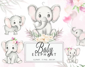 Aquarell Elefant, Baby Elefant Clipart, Aquarell kleine Tiere, Babyparty Clip Art, Elefanten Illustration, Kinderzimmer Grafiken, PNG