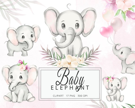 Download Watercolor Elephant Baby Elephant Clipart Watercolor Little Etsy