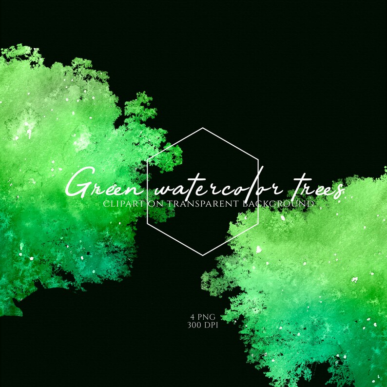 Watercolor Trees Clipart Green Trees Clip Art Weeping Willow | Etsy