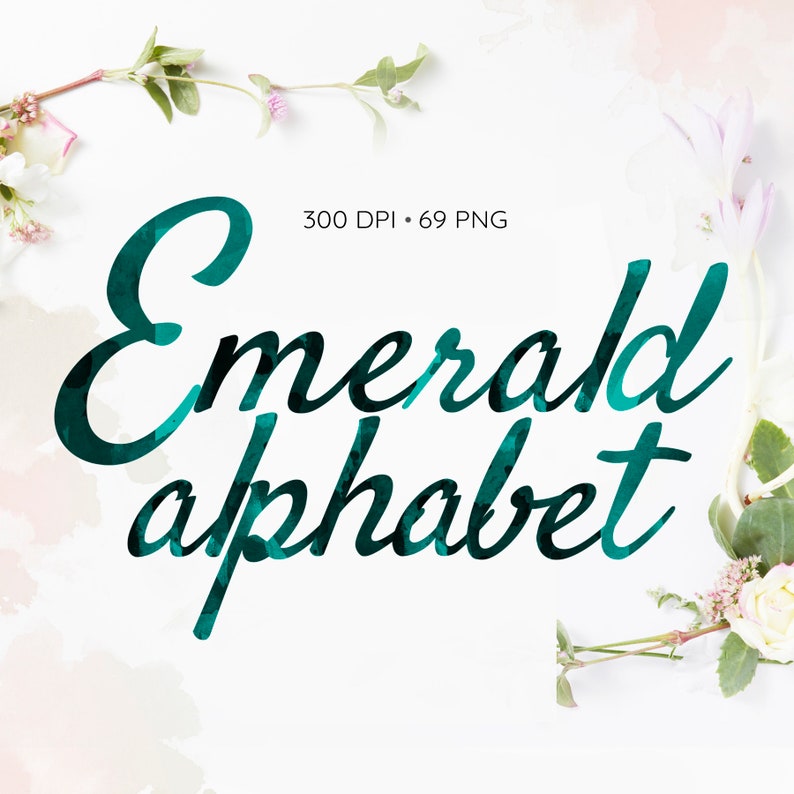 Emerald Watercolor Font Clipart Watercolor Alphabet Clip Art - Etsy