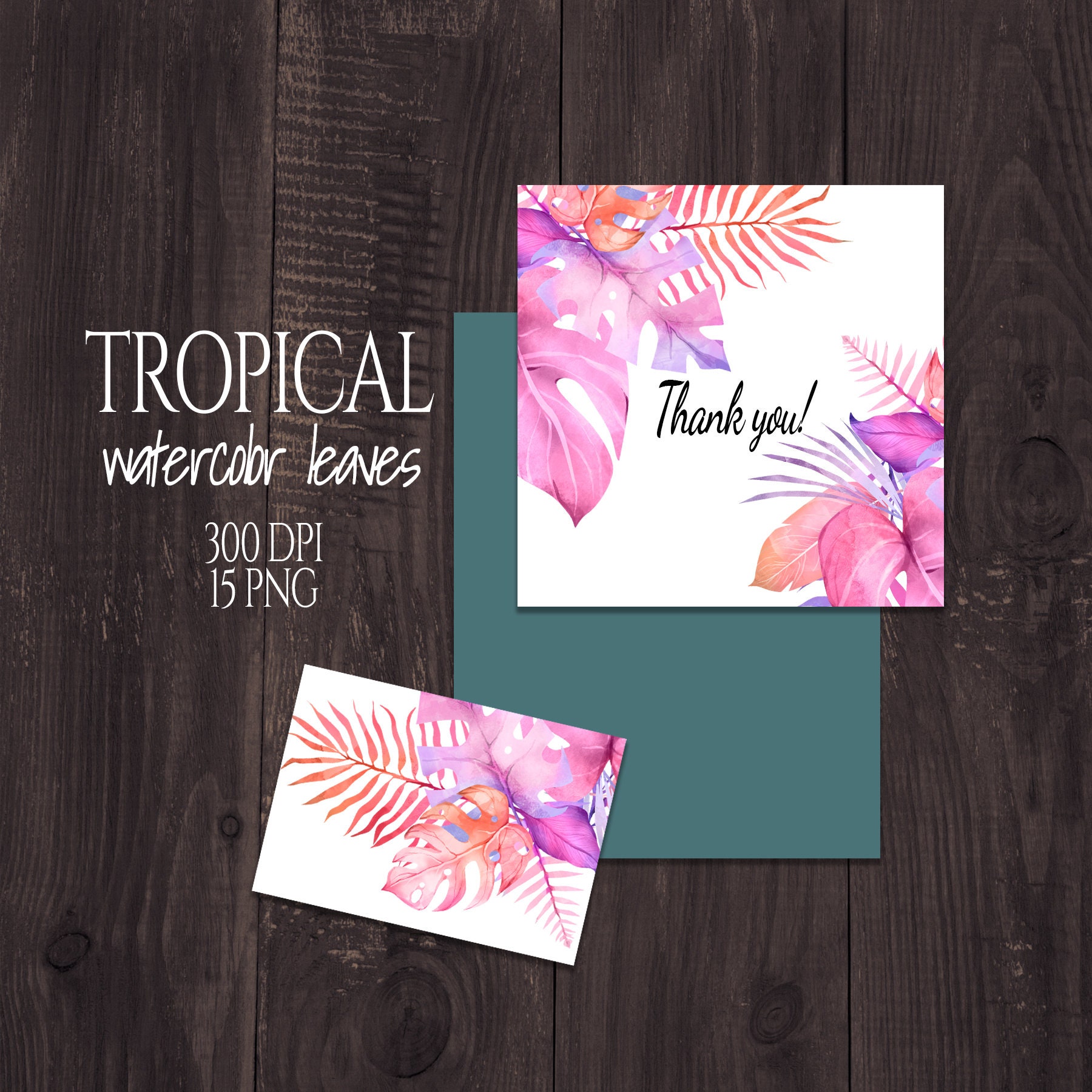 Pink Tropical Leaves Clipart, Watercolor Tropical Clipart, Exotic ...