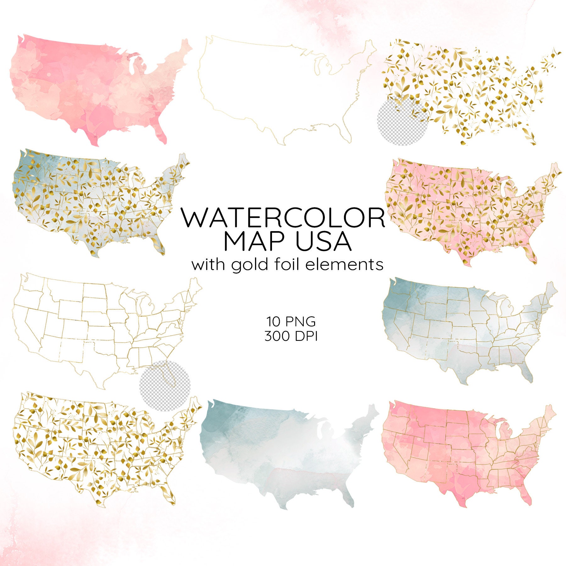 Watercolor USA Map Clipart Watercolor - Il Fullxfull.2135145822 1fxy 