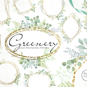 Grünrahmen Clipart, Aquarell Eukalyptus, Geometrischer Goldrahmen, grünes Laub, Hochzeitsrahmen Clip Art, Blätterrahmen, Polygonal PNG