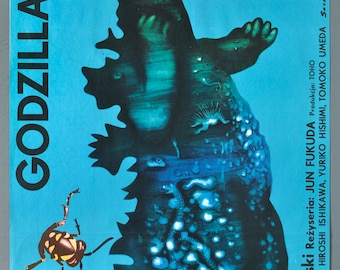 Godzilla vs. Gigan ORIGINAL 1977 Jun Fukuda - Polish Movie Poster GODZILLA - Romuald Socha Art