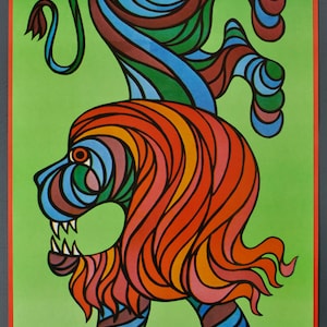 Cartel original de circo polaco de época CYRK - LEÓN - Hubert Hilscher Art 1978