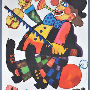 Cartel polaco vintage original de CYRK - PAYASO - Marian Stachurski Art 1973