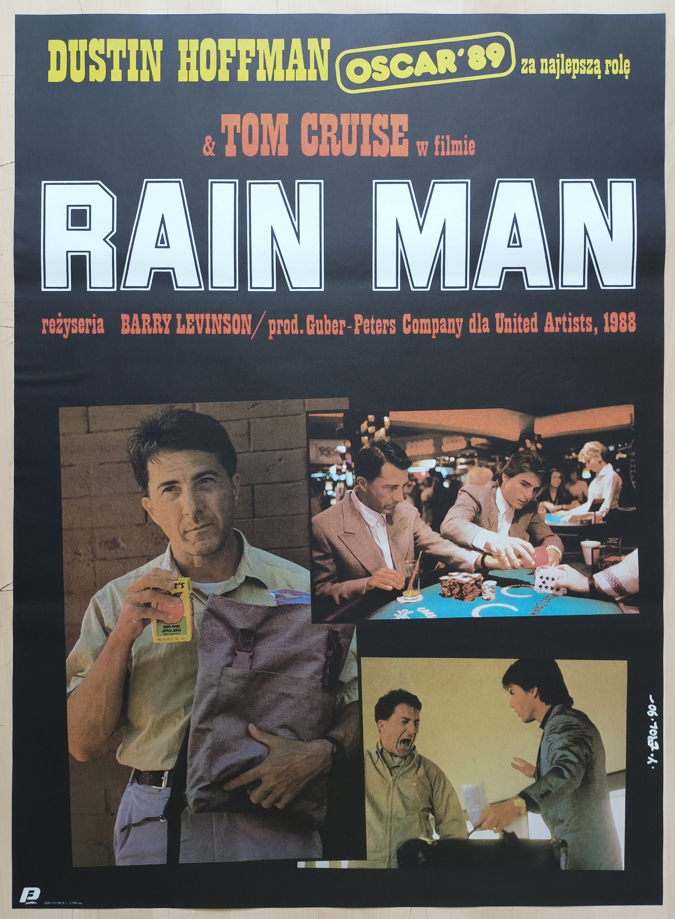 Rain Man ORIGINAL 1989 Polish Movie Poster Barry Levinson