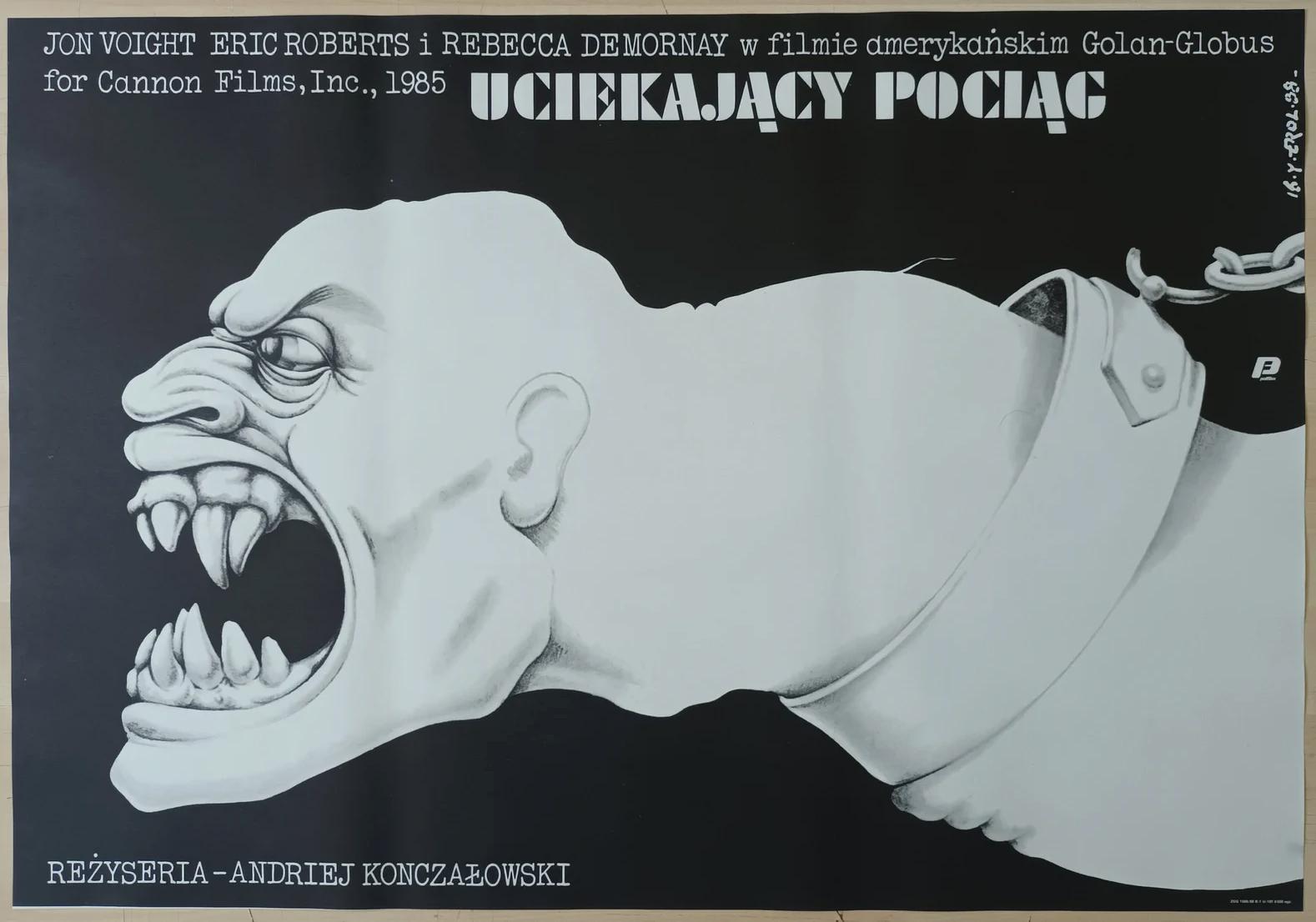 Runaway Train ORIGINAL 1988 Polish Movie Poster - Andrei Konchalovski - Eric Roberts - Jon Voigt - Jakub Erol Art