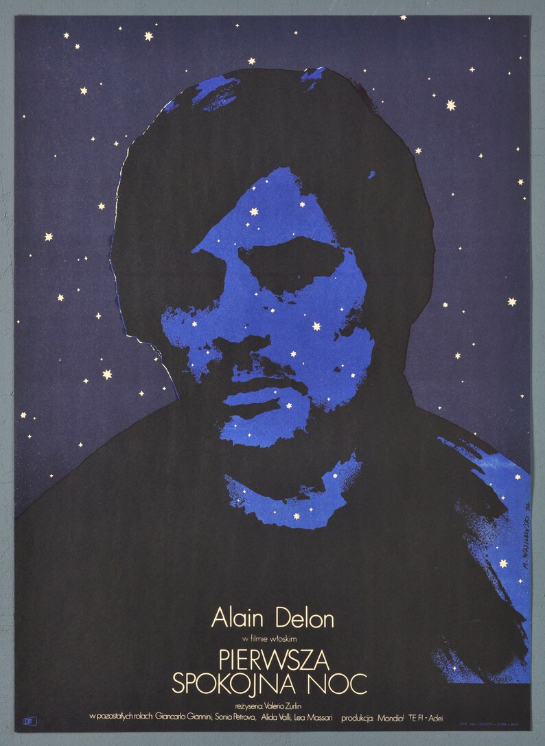 Alain Delon Wasilewski Art La prima notte di quiete ORIGINAL 1974 Polish movie Poster