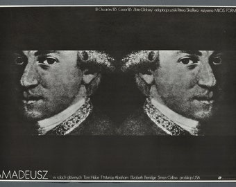 Amadeus ORIGINAL 1985 Polish Movie Poster - Milos Forman - Tom Hulce - Wasilewski Art