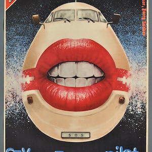 ¡Avión! Póster de película polaco ORIGINAL de 1984 - Leslie Nielsen - Jerry Zucker y Jim Abrahams - Dybowski Art