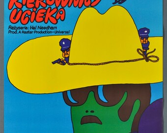 Smokey and the Bandit ORIGINAL 1979 Polish Movie Poster - Burt Reynolds - Maciej Zbikowski Art