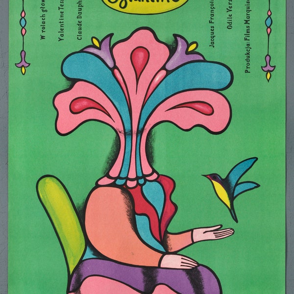 Eglantine ORIGINAL 1976 Vintage Polish Movie Poster - Valentine Tessier - Jerzy Flisak Art
