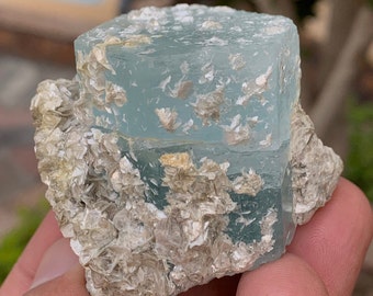Espécimen mineral de aguamarina de 139,6 gramos, aguamarina natural con espécimen combinado de mica, cristales de aguamarina terminados de Nagar Gilgit
