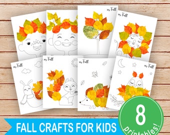 Herfst ambachtelijke afdrukbare, kunst aan de muur, herfstbladeren digitale print, aandenken cadeau, 8,5x11&quot; PDF JPEG, herfstactiviteiten voor de kleuterschool, kleuterschool, kinderen