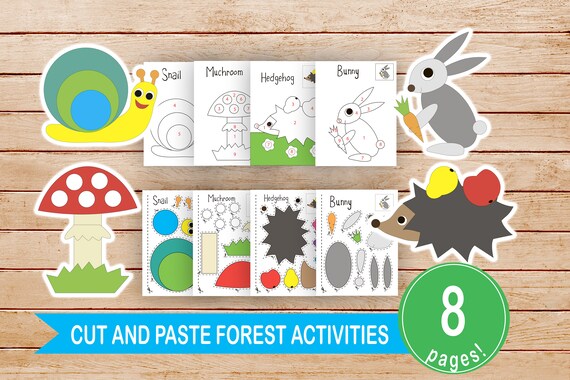 Printable Cut and Paste Activities Forest Cut & Glue - Etsy