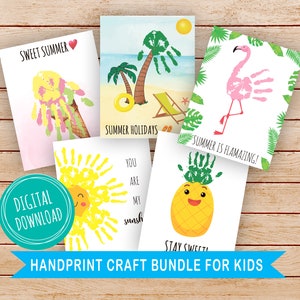 Kids Handprint Art Printable Summer Bundle,Summer Keepsake,Preschool Craft Activity,Toddler Keepsake Gift From Kid,Digital DIY Craft For Kid