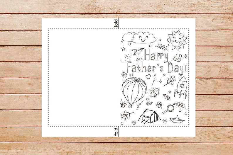 Printable Father's Day Coloring Card 5x7 Colorable | Etsy