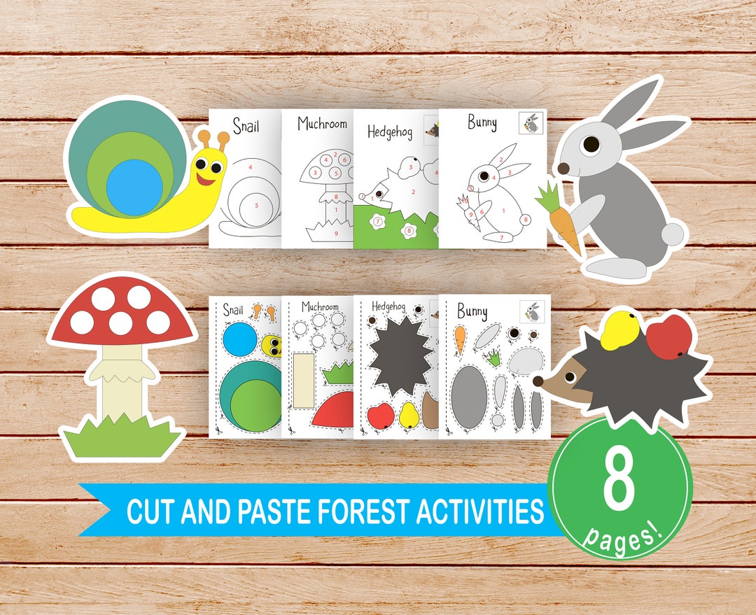 Printable Cut and Paste Activities, Forest Cut & Glue Sheets,paper Kids ...