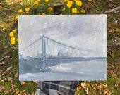 Original Oil Painting | overlooking Manhattan | George Washington bridge plein air