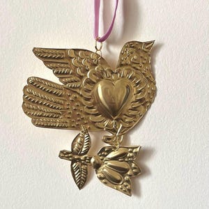 Embossed Foil Bird Ornaments: Christmas Home Decor, Gift from Ukraine (Set of 3)