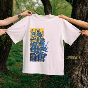 Ukrainian Floral Shirt - Oversized Mallow Print, Folk Art Tee image 1