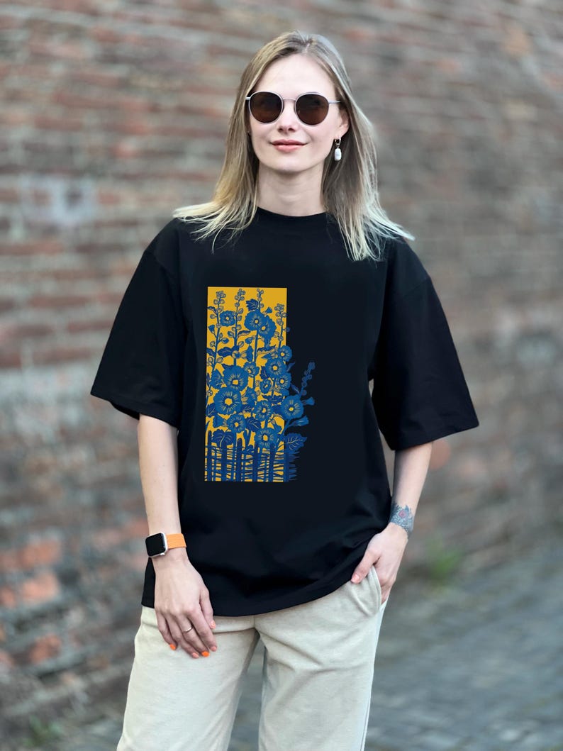 Ukrainian Floral Shirt - Oversized Mallow Print, Folk Art Tee image 7