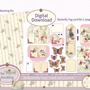 3D vlinderlabels, kaart en zakjes mini-scrapbooking, journaling, kit voor het maken van kaarten, superleuke romantische vintage antieke stijl geweldige cadeaubon