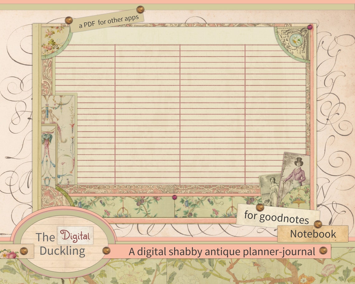 Ladies Lady Notebook, Vintage, Shabby Chic, Antique Style Grunge ...