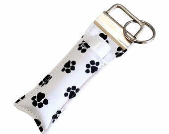 Paw Print Lip Balm Holder or Keychain; Fabric Chapstick Holder; Keychain or Key Fob; Lip Balm Pouch; Lip Balm Lanyard