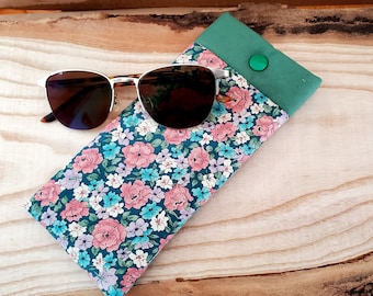 Glasses Case, Sunglasses Case with Snap Closure, Cottagecore Forest Floral, Padded Case for Eyeglasses, Reading Glasses, Gift Under 20