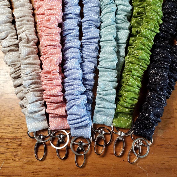 Scrunchie Teacher Lanyard with Breakaway Clasp Option, Soft Stretchy Lanyard for Medical Staff, Fabric Lanyard, Modern Badge Reel Neck Strap