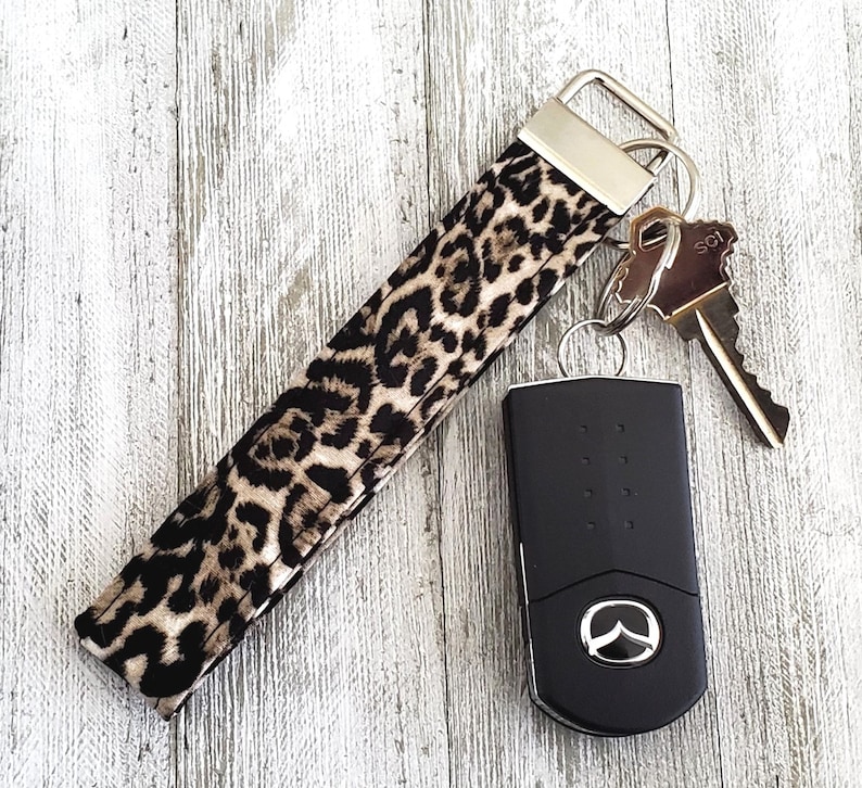 Leopard Print Keychain, Lanyard or Key Fob, Wristlet, Lanyard for Keys, Key Ring, Wallet Lanyard, Cell Phone Strap, Hands Free Keychain 