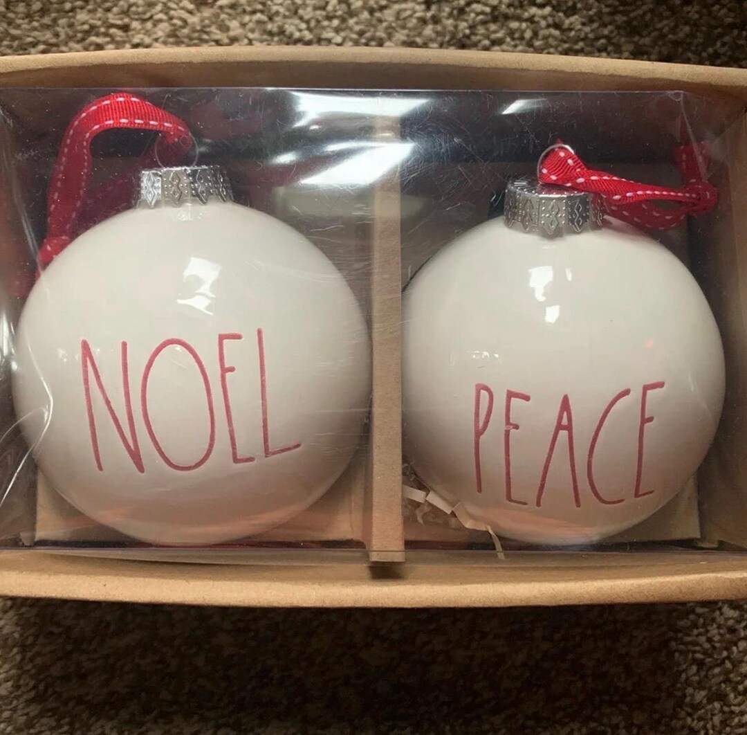 Noel W Rae Rae Dunn Noel & Peace (red Letters) Large Ornaments (2019) - Etsy