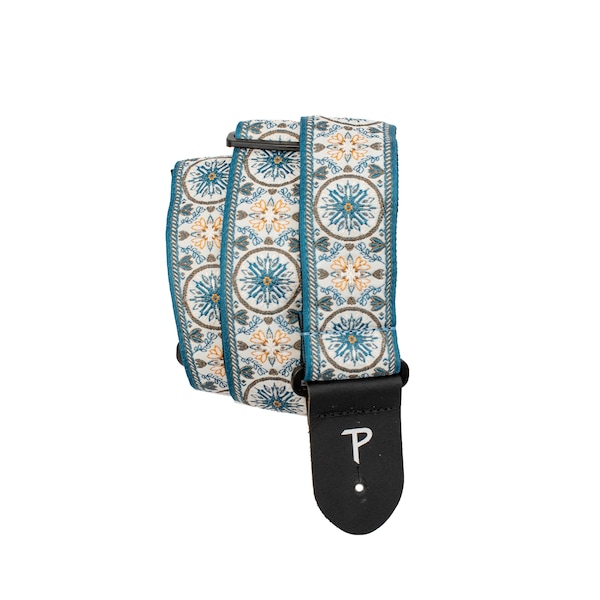 Blue Mandala Guitar Strap - 2" Jacquard