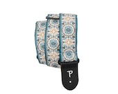 Blue Mandala Guitar Strap - 2 quot Jacquard
