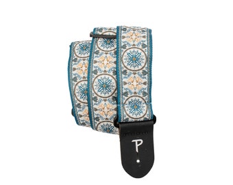 Blue Mandala Guitar Strap - 2" Jacquard