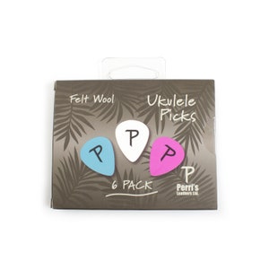 Felt Wool 6 Piece Ukulele Pick Pack, Purple, Blue and White